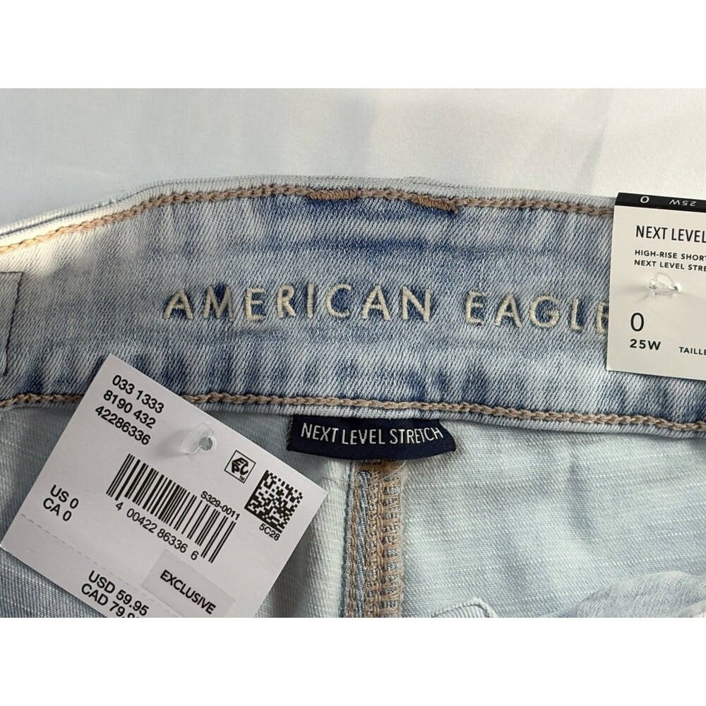 NWT American Eagle Next Level Stretch High Rise Shortie Denim Shorts Size 0 25W - Picture 6 of 9